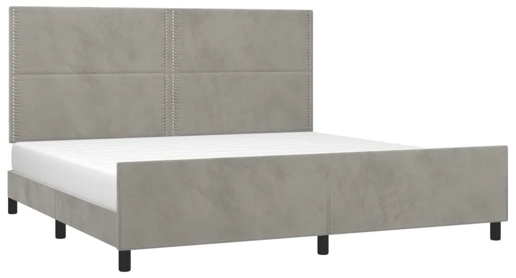 Estrutura de cama sem colchão 200x200 cm veludo cinzento-claro