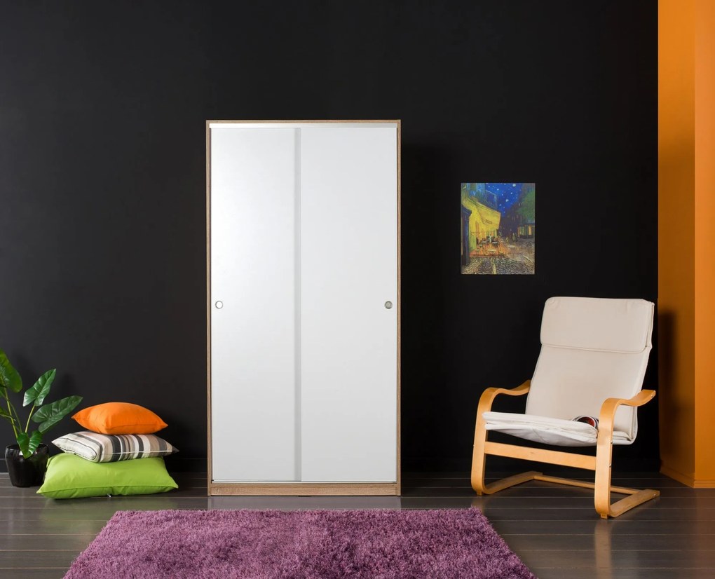 Roupeiro "Coral" – Salmão &amp; Branco – 94 x 182 x 52 cm – Design Moderno