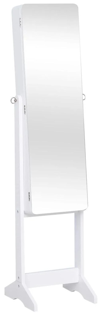 HOMCOM  Armário para Joias Luzes LED de luz Reclinável  Madeira 30x36x146cm  cor Branco