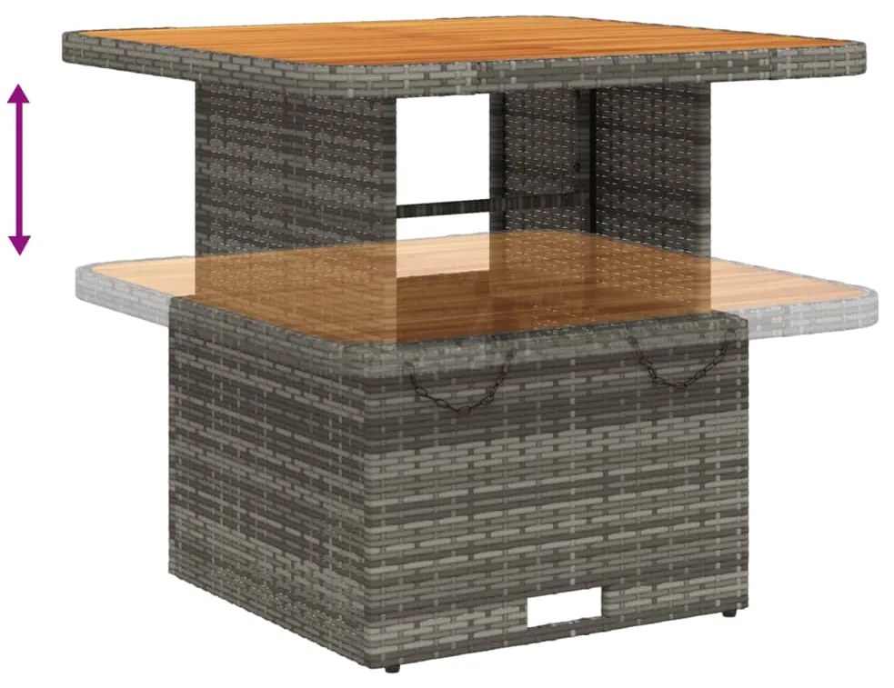 2 pcs conjunto sofás de jardim c/ almofadões vime PE cinzento