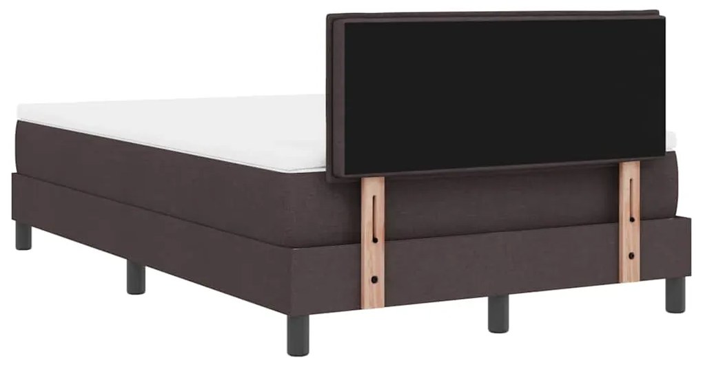 Cama Box com Colchão &amp; LED Castanho Escuro 120x190 cm de Tecido