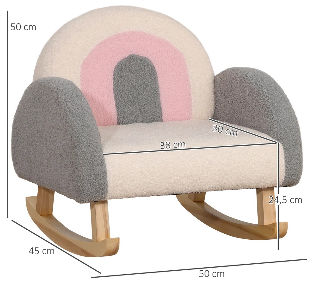 Poltrona Infantil Mini Sofá para Crianças acima de 3 Anos com Assento Acolchoado Apoio para os Braços e Estrutura de Madeira Carga Máxima 45kg 50x45x50cm Cinza