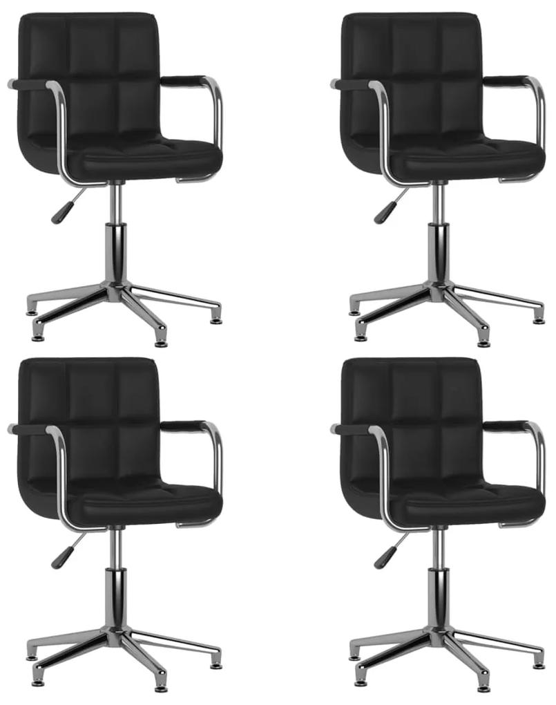 Cadeiras de jantar giratórias 4 pcs couro artificial preto