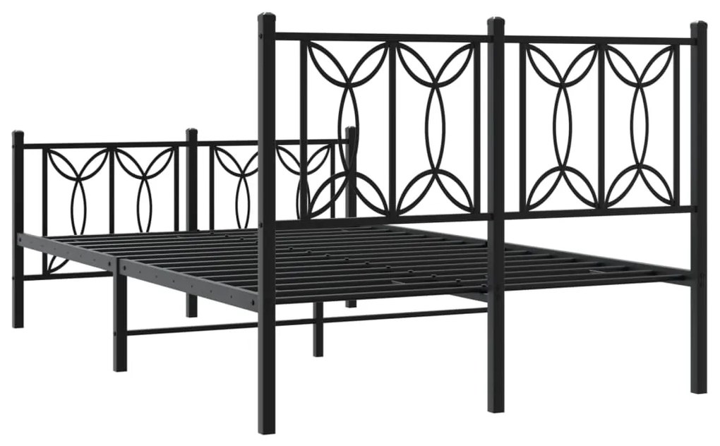 Estrutura de cama com cabeceira e pés 120x190 cm metal preto