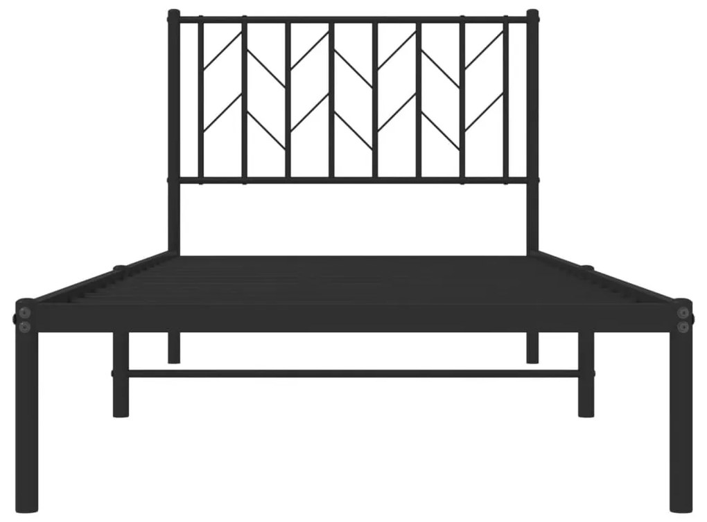 Estrutura de cama com cabeceira 90x200 cm metal preto