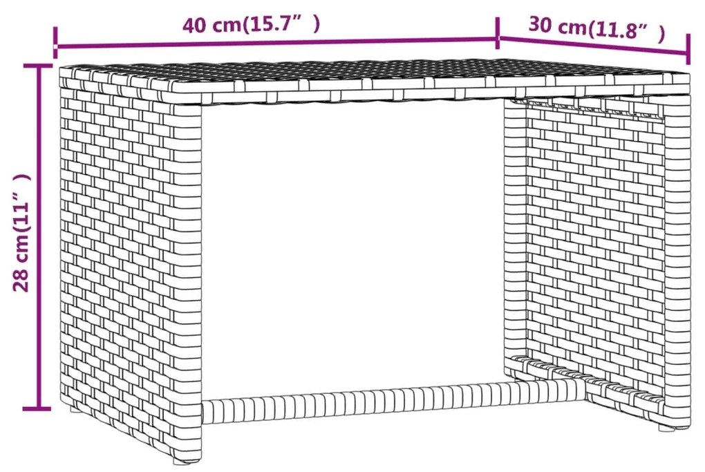 Espreguiçadeira 1 peça com mesa de vime sintético preto