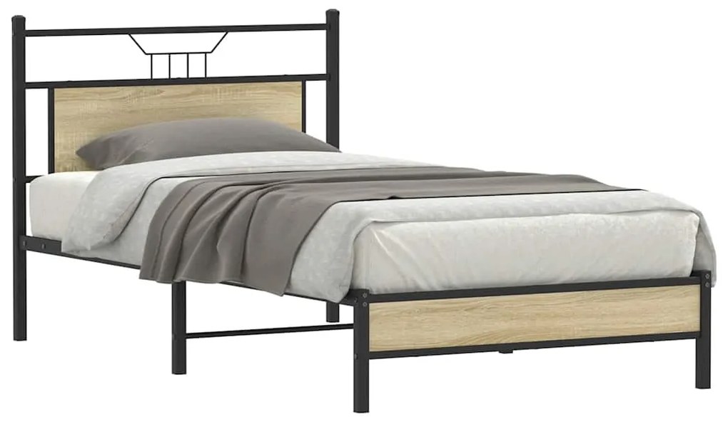 Estrutura de cama sem colchão 107x203 cm carvalho sonoma