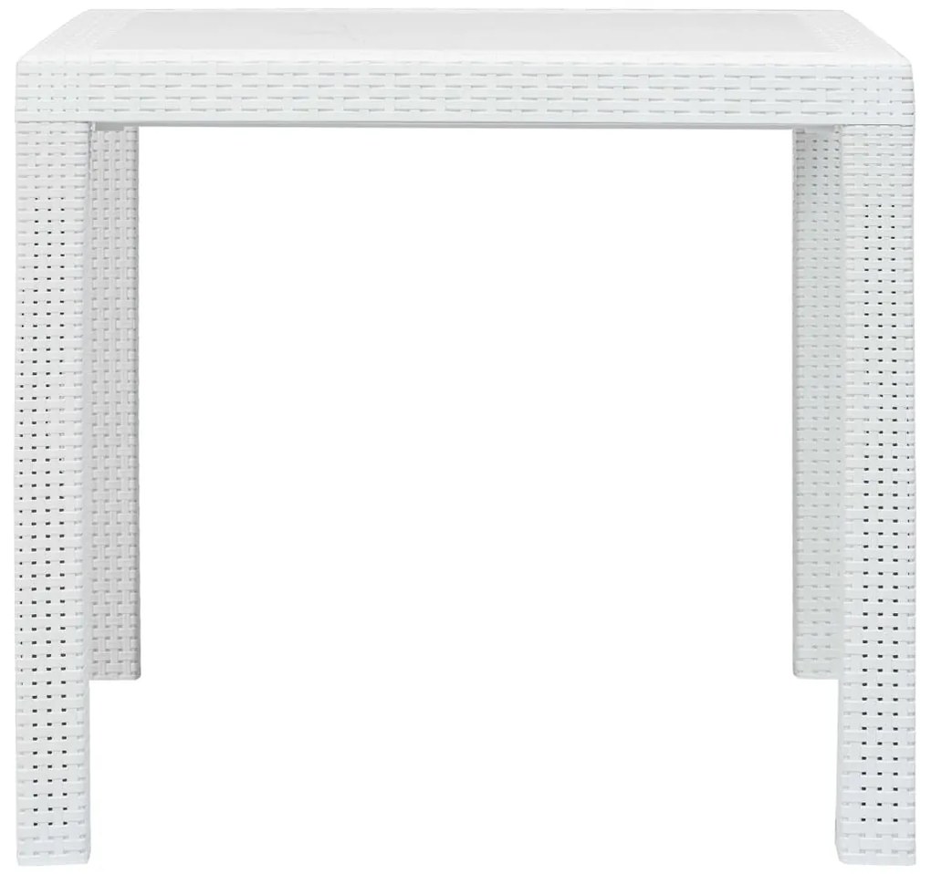 Mesa de jardim 79x79x72 cm plástico branco com aspeto de vime