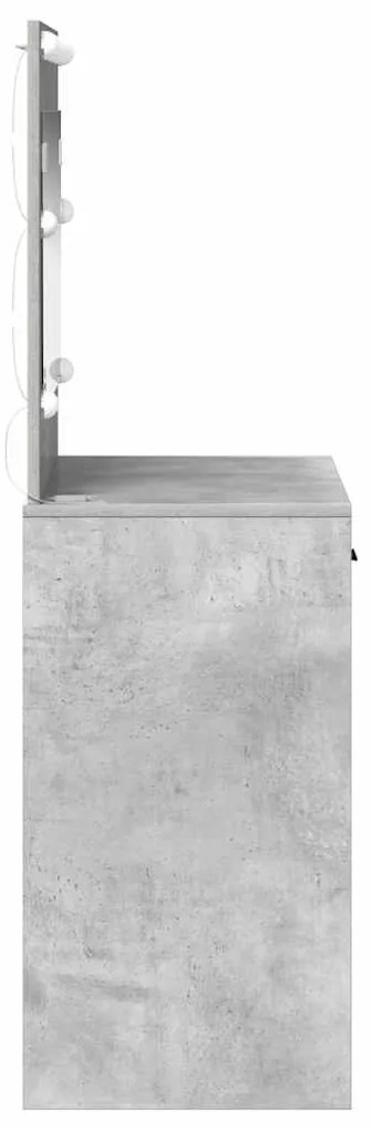 Mesa de Maquiagem vidaXL com Luzes LED Cinza Concreto 78,5x41x135 cm