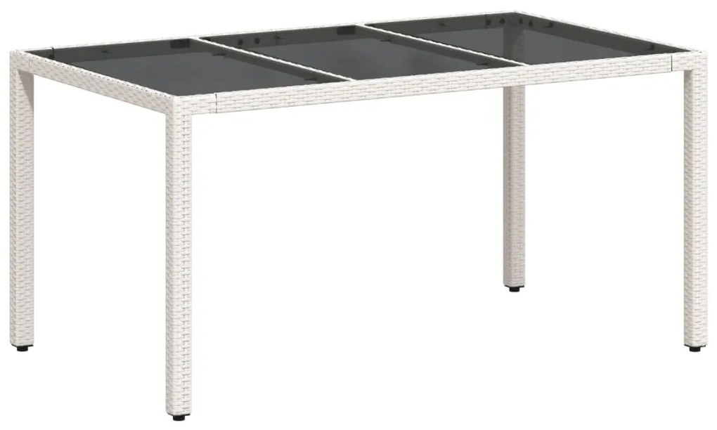 Mesa de jardim com tampo de vidro 150x90x75 cm vime PE branco