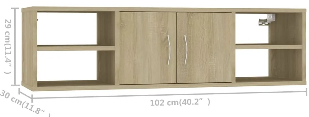 Estante de parede 102x30x29cm derivados madeira carvalho sonoma