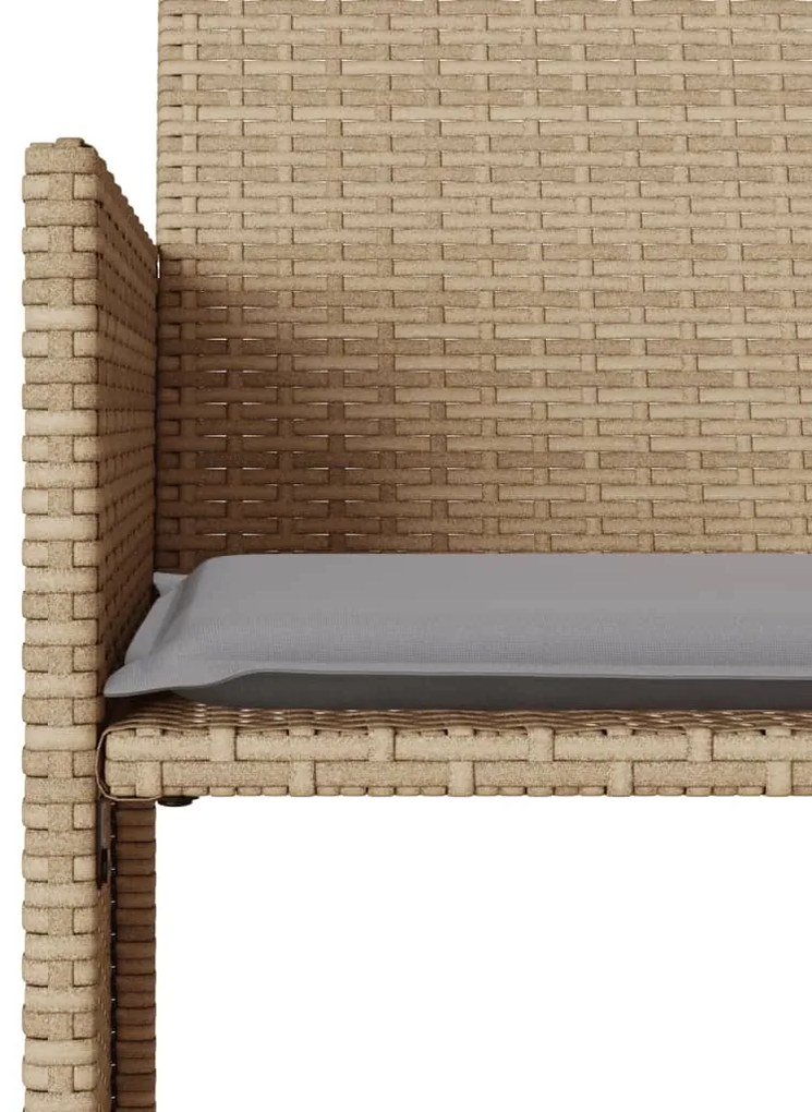 Sofá de jardim de 2 lugares com mesa e bancos vime PE bege