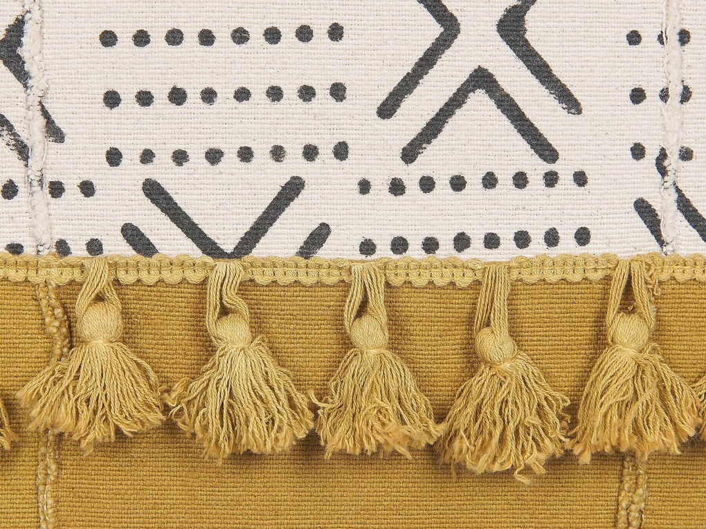 Conjunto de 2 almofadas decorativas branco creme e amarelo mostarda 45 x 45 cm WOODI Beliani