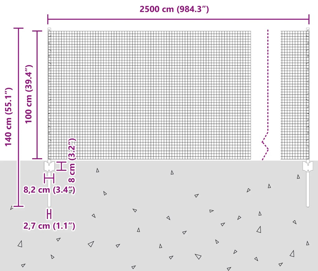 Conjunto de Cerca de Jardim Pacote de 2 Aço galvanizado