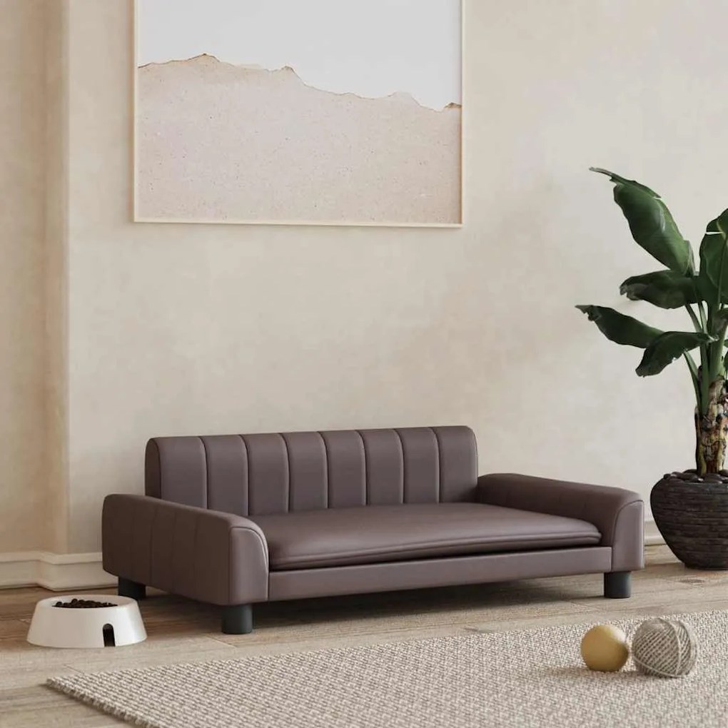 Cama para cães 90x53x30 cm couro artificial castanho