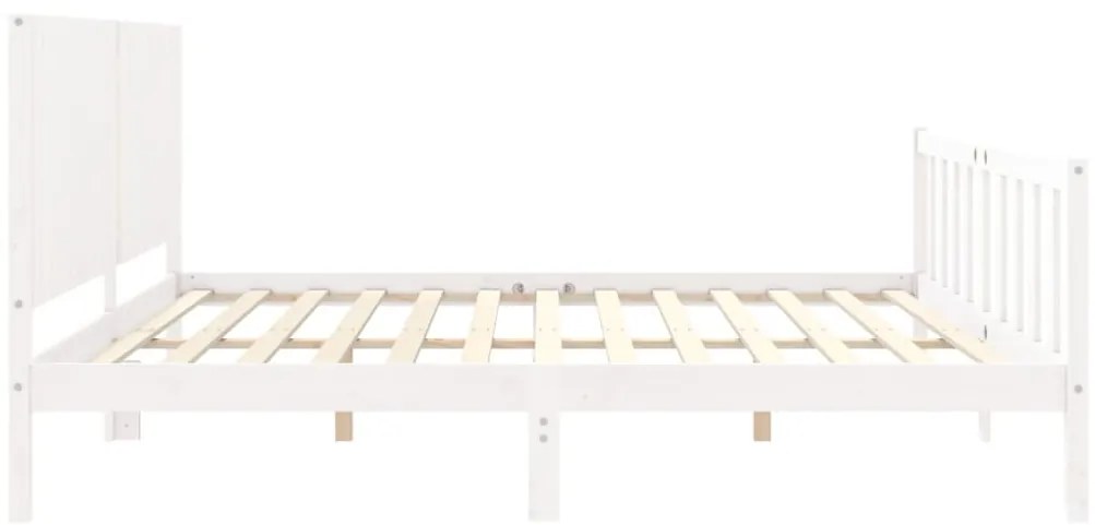 Cama sem colchão 200x200 cm madeira de pinho maciça branco