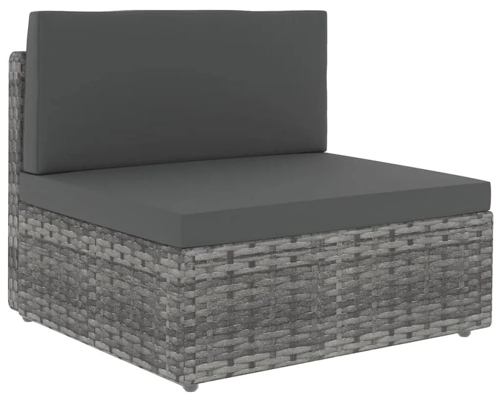 12 pcs conjunto lounge de jardim c/ almofadões vime PE cinzento