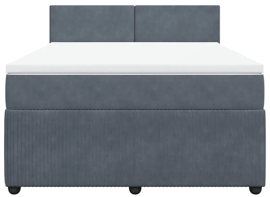 Cama com molas/colchão 140x200 cm veludo cinzento-escuro