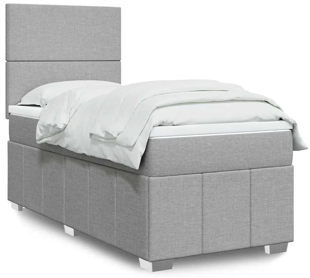 Cama com molas/colchão 80x200 cm tecido cinza-claro