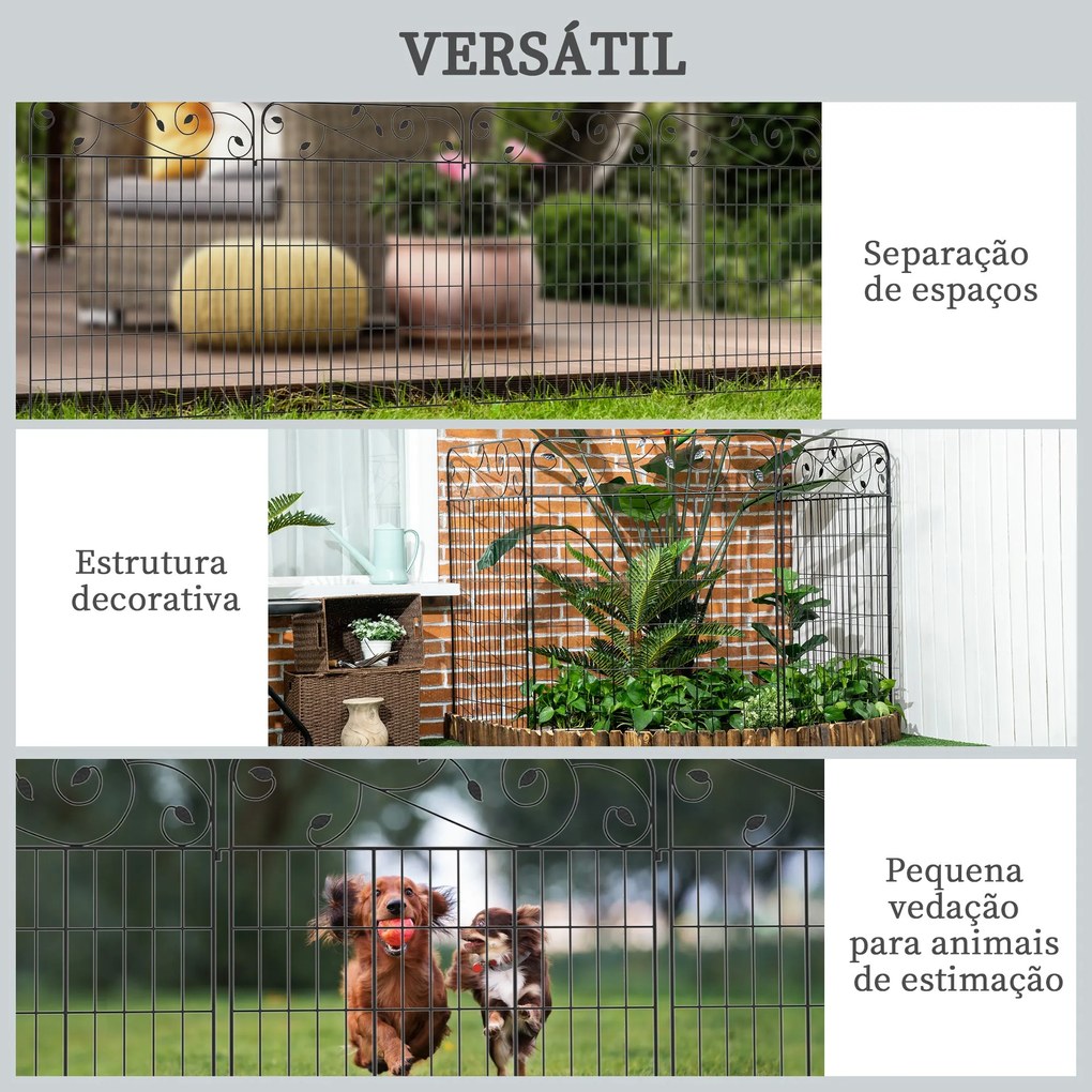 Cercas de Jardim de 4 Painéis 88x110 cm Cercas de Jardim Metálicas Cer