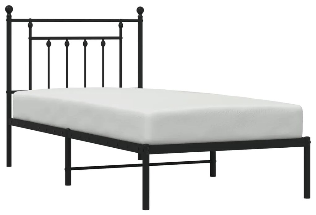 Estrutura de cama com cabeceira 90x200 cm metal preto