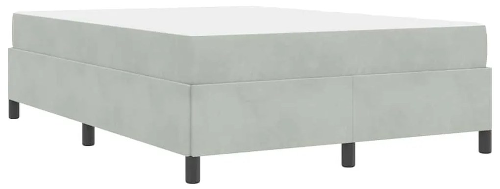 Estrutura da Cama Branco e Cinza Claro 160 x 200 cm Veludo