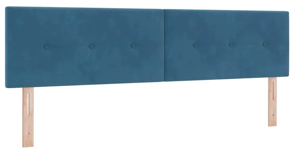 Cama Box Spring vidaXL com Colchão e LED Azul Escuro 180x200 cm Veludo