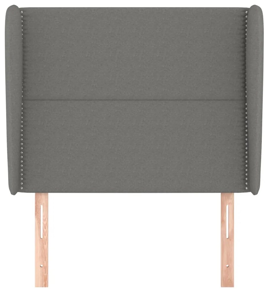 Cabeceira cama c/ abas tecido 83x23x118/128 cm cinzento-escuro