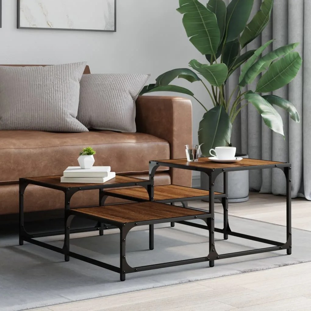 Mesa centro 87,5x87,5x40 cm derivados madeira carvalho castanho
