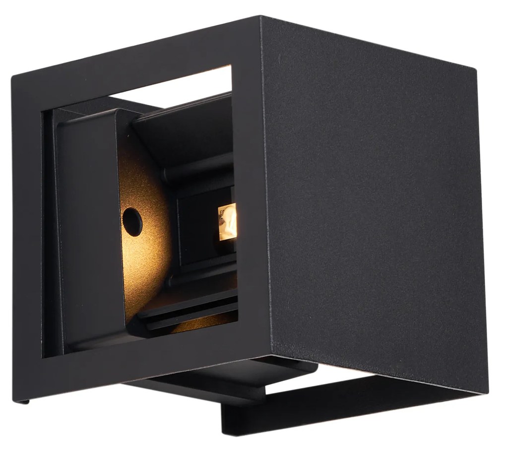 Candeeiro de Parede Moderno Preto Incl. LED IP44 - Edwin Quadro