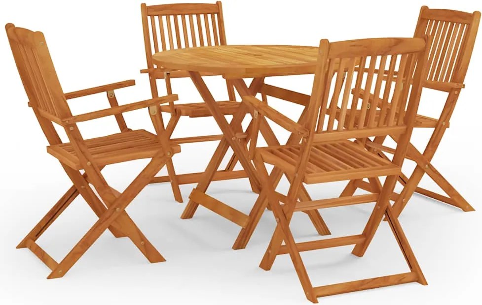 vidaXL 5 pcs conj. jantar exterior dobrável madeira eucalipto maciça