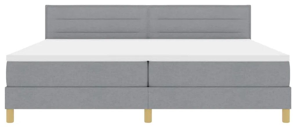 Cama Box Spring com Colchão Cinza Claro 200x200 cm Tecido