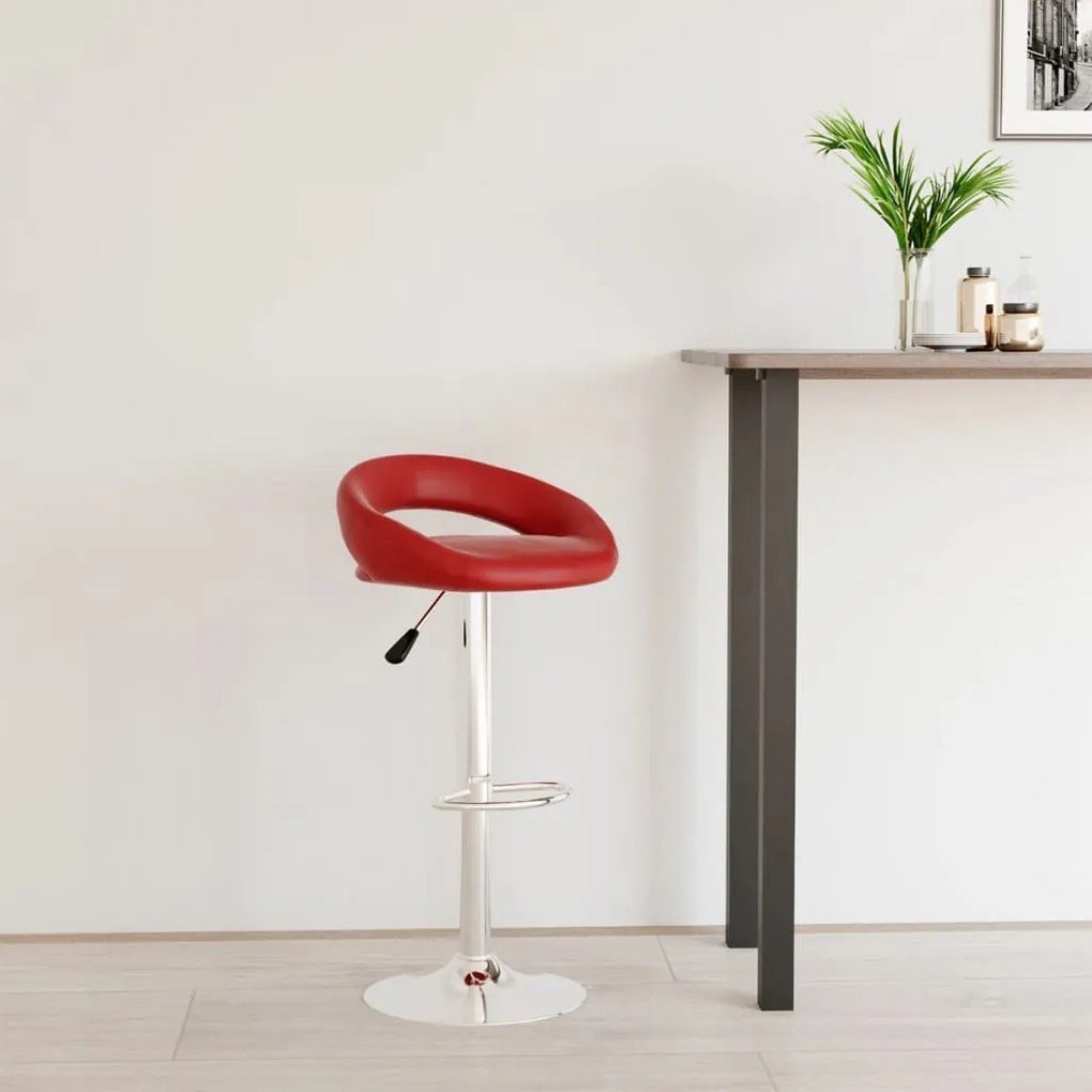vidaXL Banco de bar couro artificial vermelho tinto
