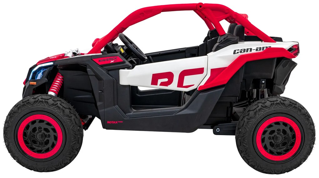 Carro elétrico para Crianças 2 Lugares 24V CAM-AM Buggy Maverick Turbo RR STRONG Motor 320 W, Rodas AR bombeado, assento couro ecológico Vermelho