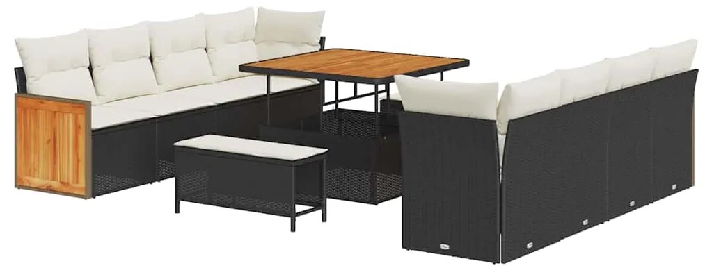 Conjunto de Sofá de Jardim vidaXL de 11 Peças com Almofadas Rattan Pre