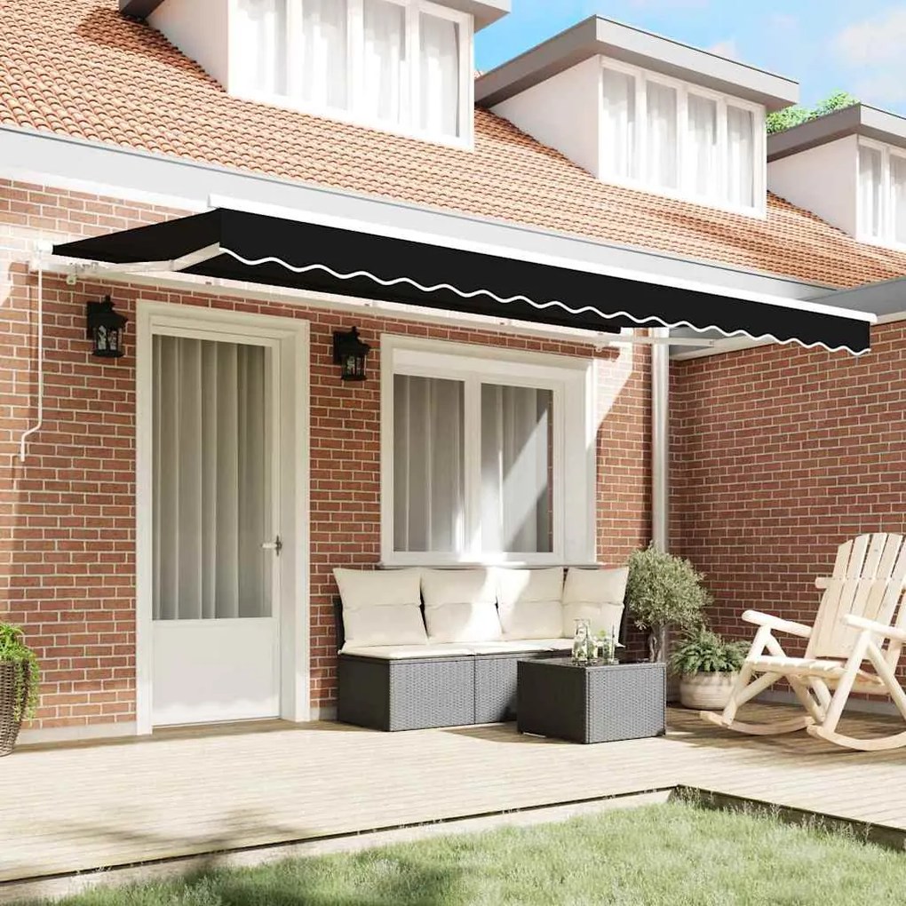Toldo Retrátil Preto e Branco 400x200 cm 400 x 200 cm 4x2 m