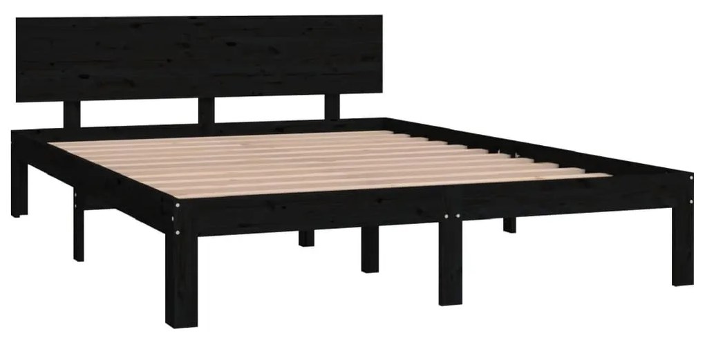 Estrutura de cama 140x200 cm pinho maciço preto