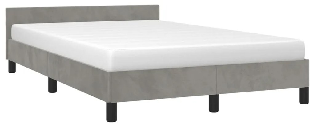 Estrutura de cama sem colchão cinza claro Veludo