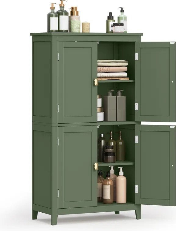 Armário de casa de banho com 4 portas 30 x 60 x 110 cm verde floresta
