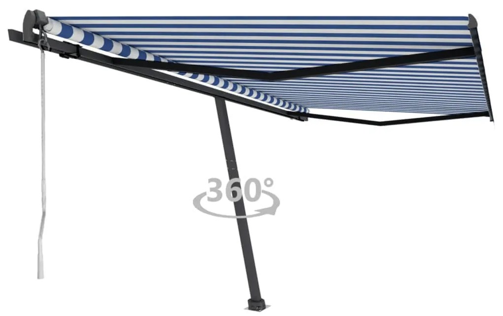 Toldo automático independente 450x350 cm azul e branco