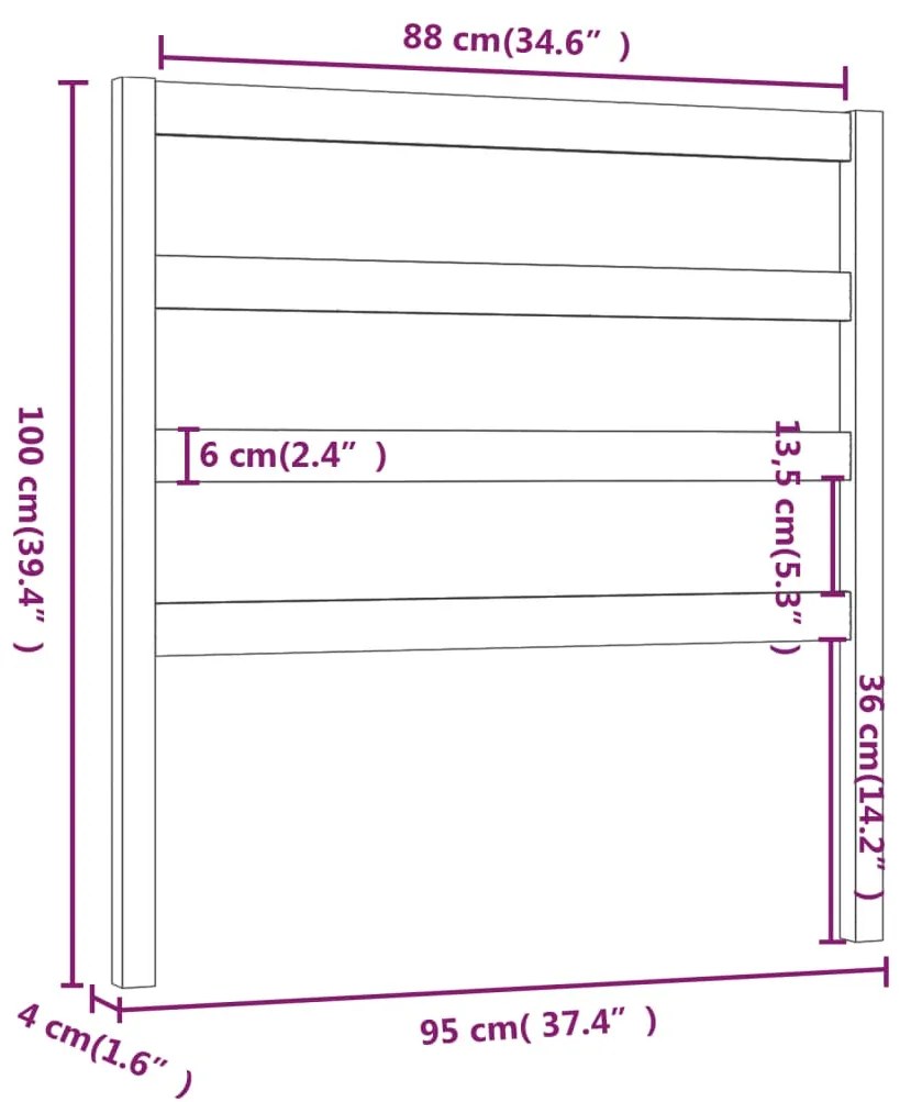 Cabeceira de cama 95x4x100 cm pinho maciço preto
