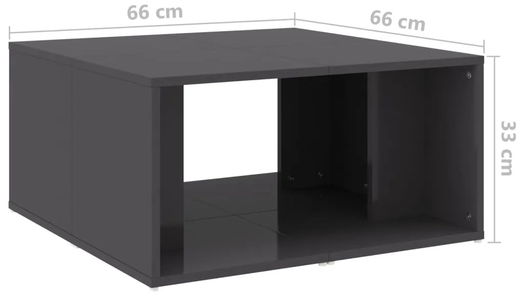 Mesas de centro 4pcs derivados de madeira cinza brilhante