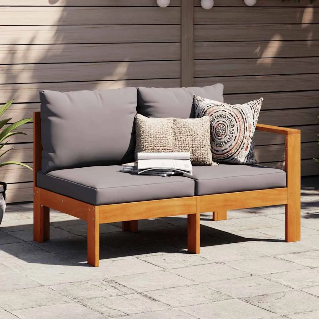 vidaXL Sofá de 2 lugares para jardim c/ 1 apoio de braço acácia maciça