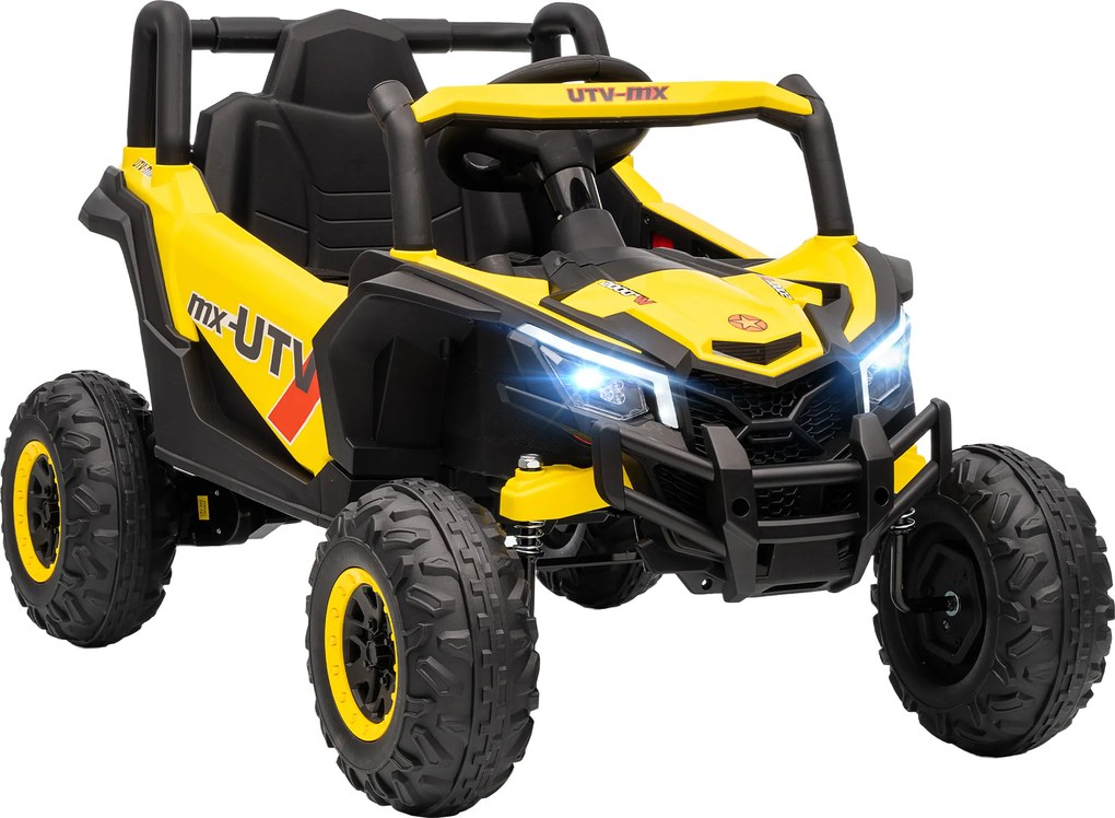 Carro elétrico infantil UTV de 12 V, buggy elétrico infantil com controlo remoto, 96 x 61 x 56 cm, amarelo