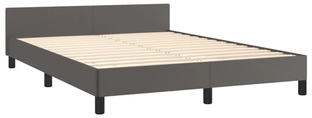 Estrutura cama c/ cabeceira 140x190cm couro artificial cinzento