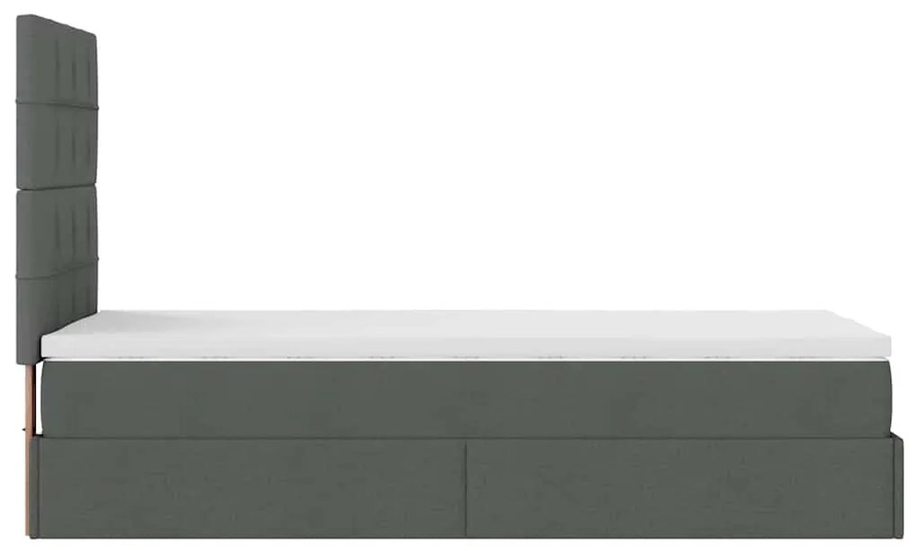 Cama otomana com colchão 90x200 cm tecido cinzento escuro