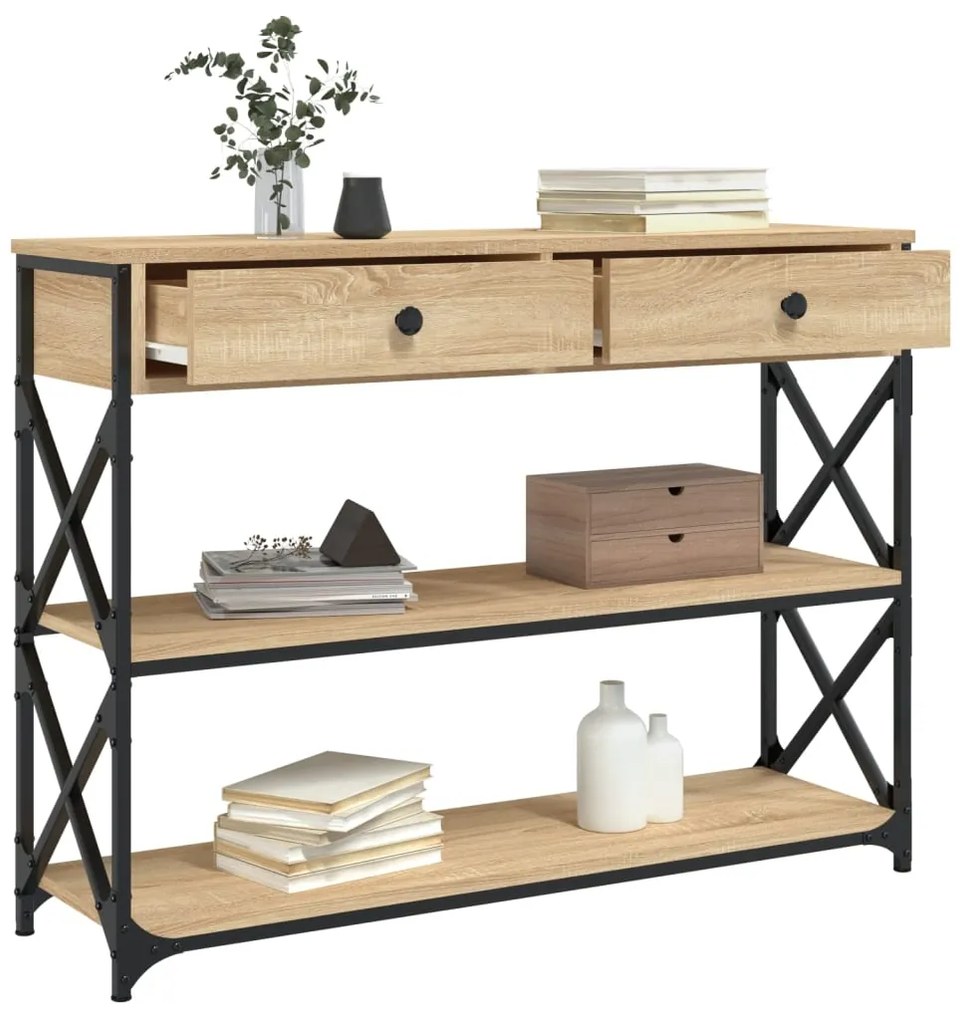 Mesa consola 100x28x75 cm derivados de madeira carvalho sonoma