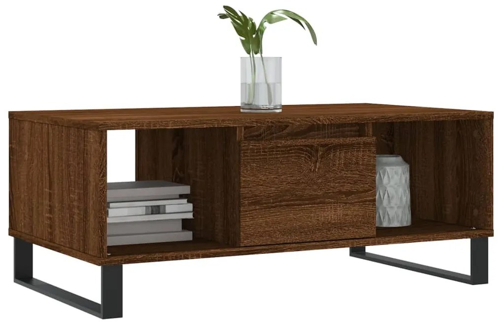 Mesa de centro 90x50x36,5cm derivados madeira carvalho castanho