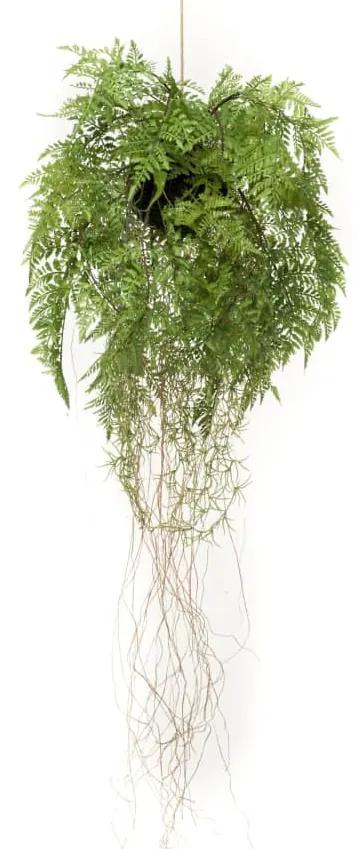 Emerald Feto de pendurar com raízes artificial 35 cm