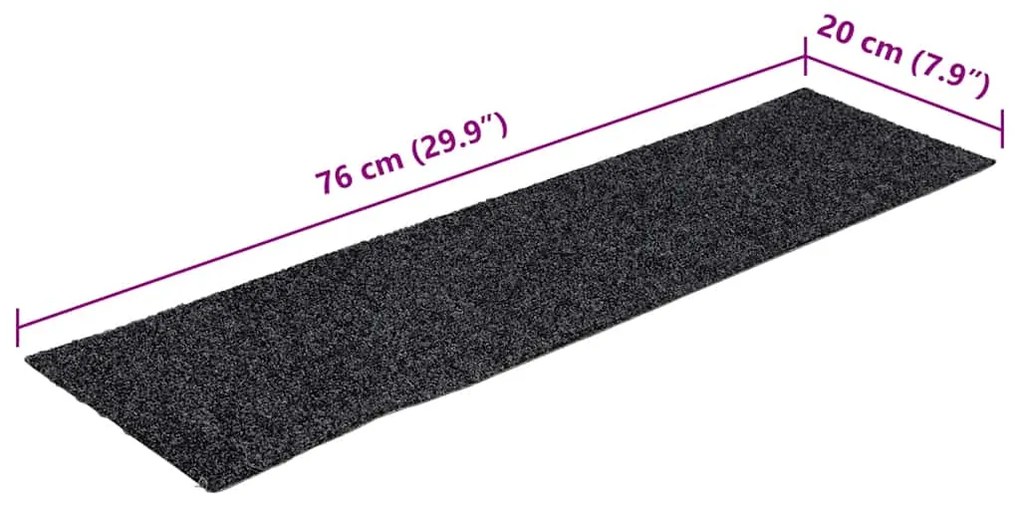 Tapetes de escada adesivos 30 pcs 76x20 cm retangular cinzento